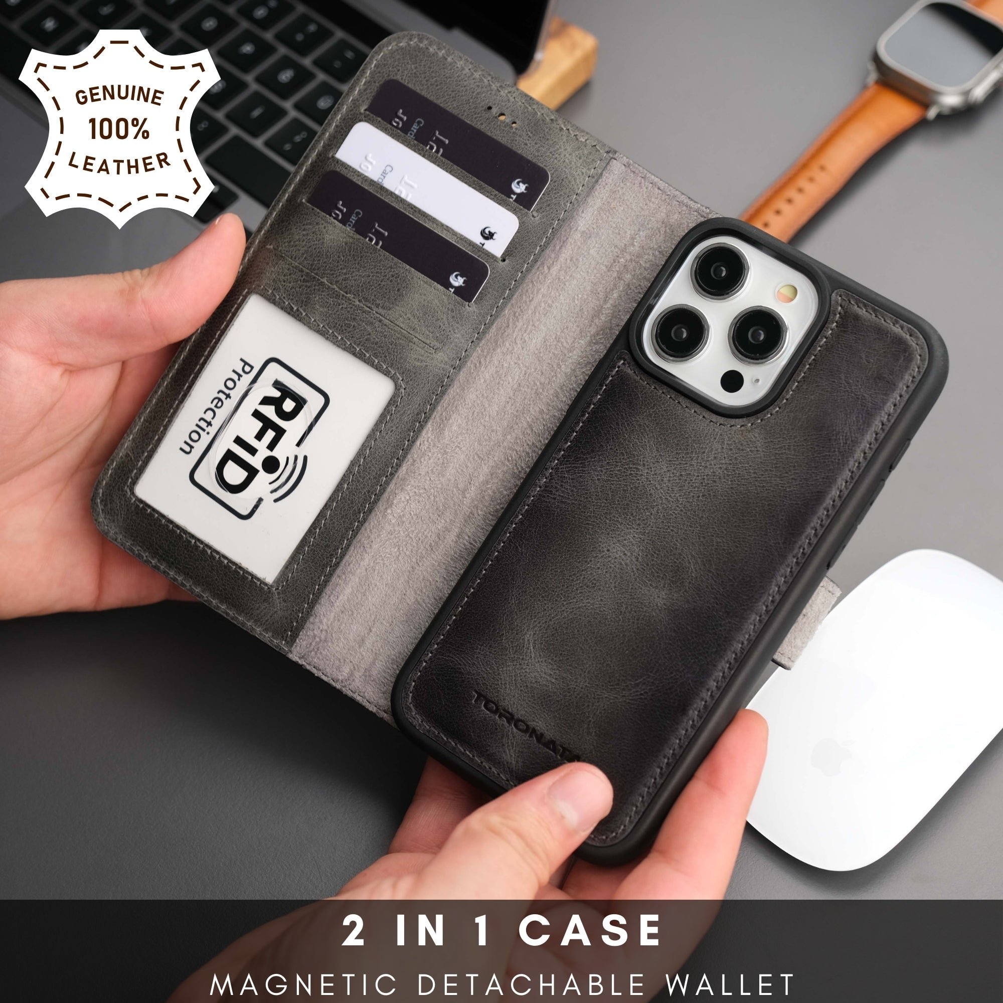 Casper iPhone 16 Pro Max Wallet Case Leather MagSafe Chocolate Crius