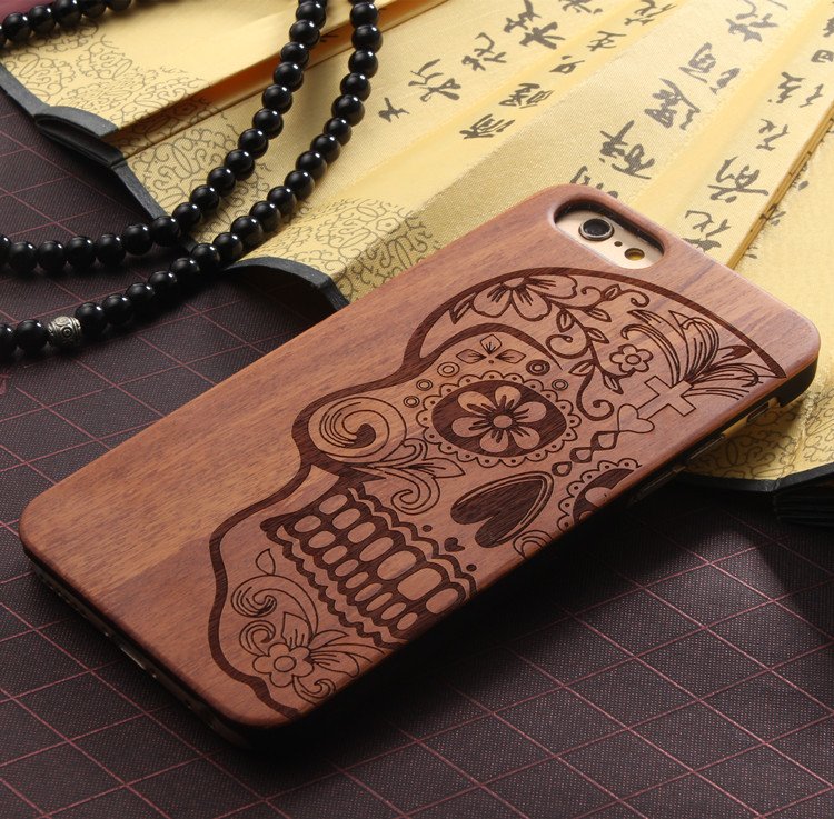 Wood Skull iPhone Case Fuchsia Molly