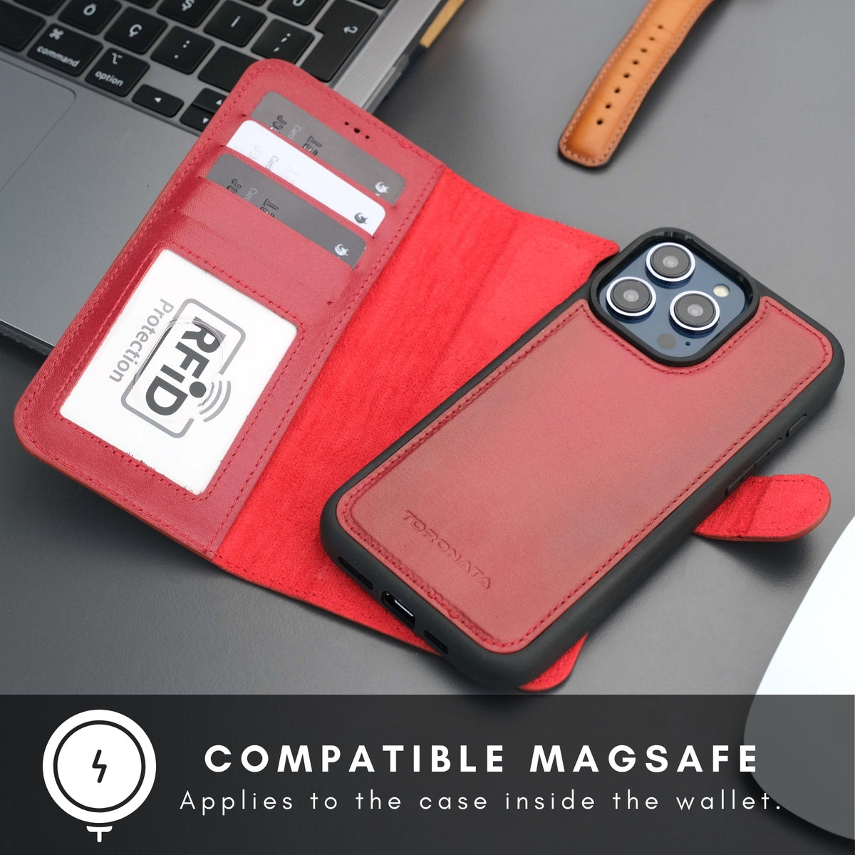 Casper iPhone 16 Pro Max Wallet Case Leather MagSafe Chocolate Crius