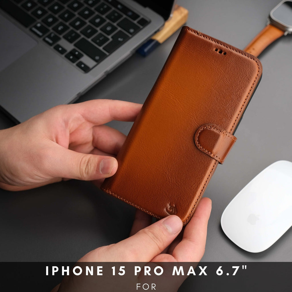 Casper iPhone 16 Pro Max Wallet Case Leather MagSafe Chocolate Crius