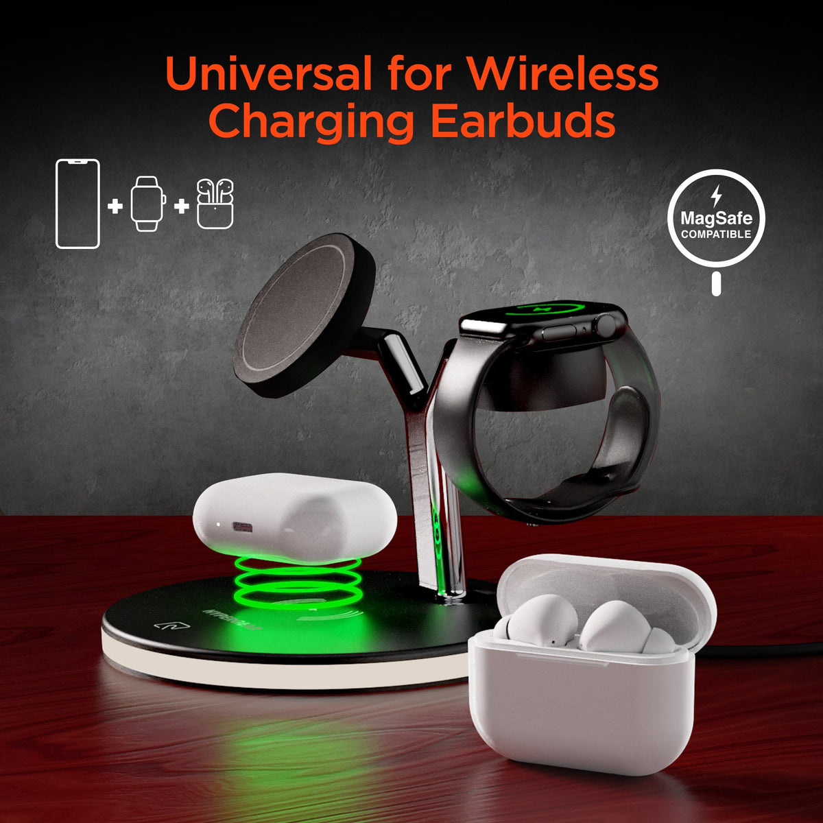 HyperGear MaxCharge 3-in-1 MagSafe Wireless Charging Stand for Phones Sky Iapetus