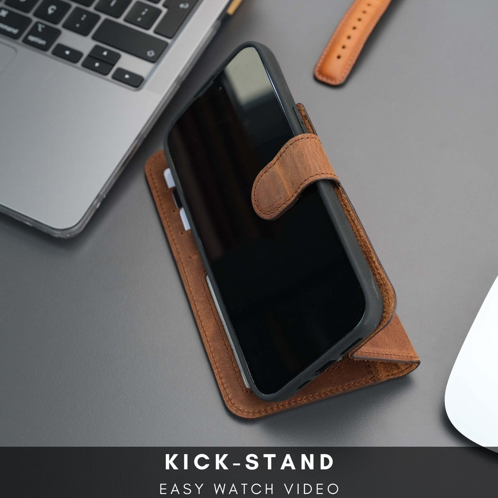 Casper iPhone 16 Pro Max Wallet Case Leather MagSafe Chocolate Crius