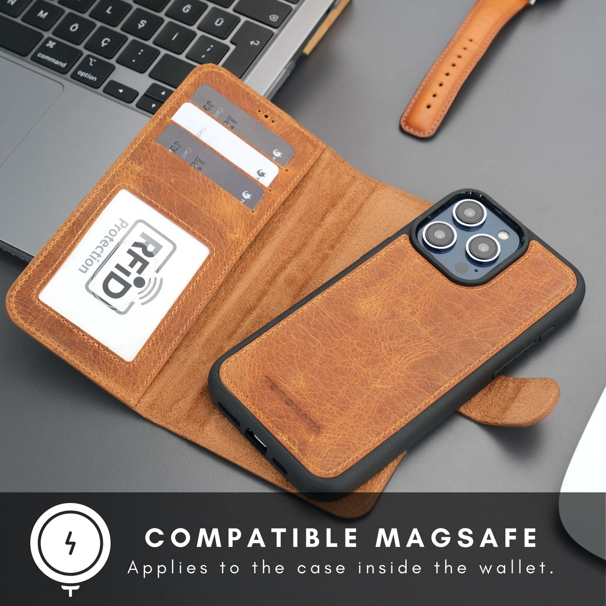 Casper iPhone 16 Pro Max Wallet Case Leather MagSafe Chocolate Crius