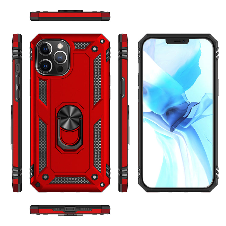 Tech Armor Ring Stand Grip Case with Metal Plate for iPhone 12 / Black Electra