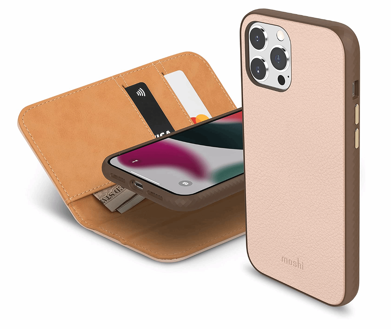 Moshi Overture Wallet Case Compatible with iPhone 13 Pro Max Harlequin Mango