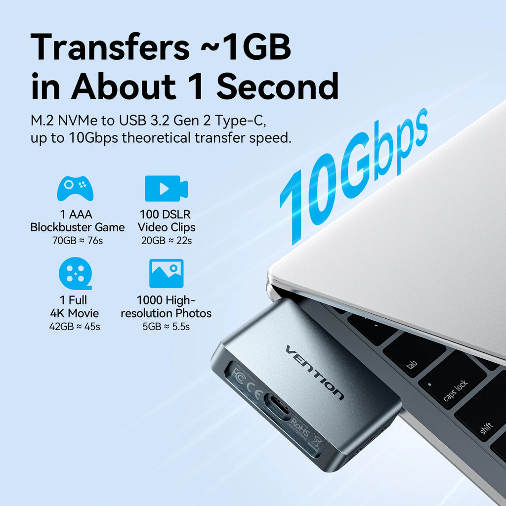 Vention 2230 M.2 NVMe SSD Enclosure USB C 3.2 Gen2 10Gbps M.2 SSD Case AliExpress