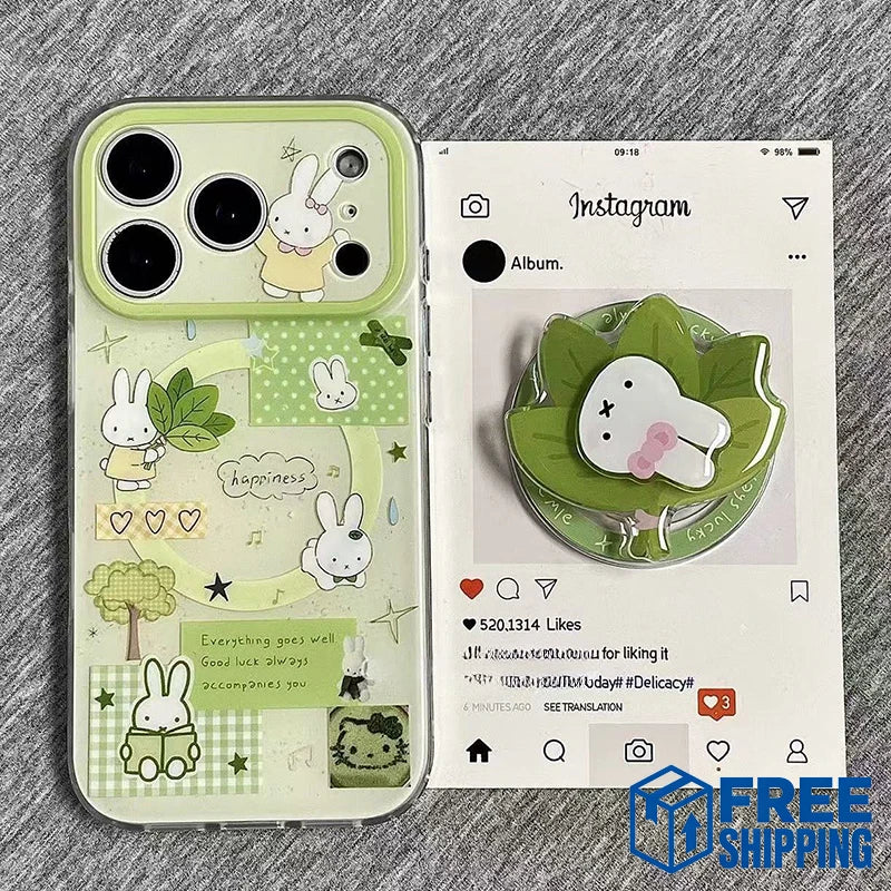 Kawaii Miffy Phone Shell Suitable for Iphone 17 16 15 14 Cartoon Leaf AliExpress