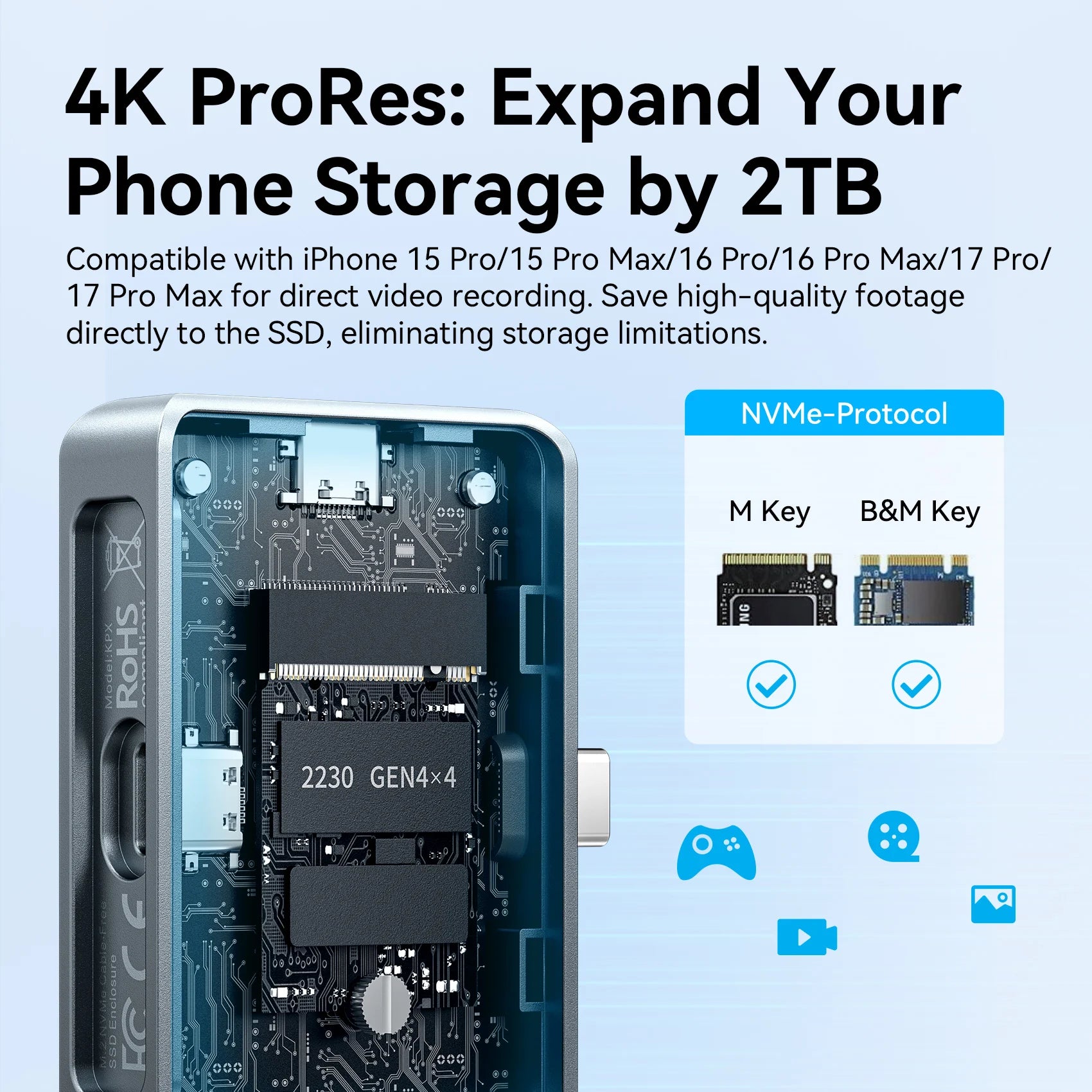Vention 2230 M.2 NVMe SSD Enclosure USB C 3.2 Gen2 10Gbps M.2 SSD Case AliExpress