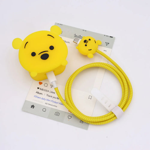 4Pcs/set Cartoon Silicone Charger Protector Case Cable Winder Set for AliExpress