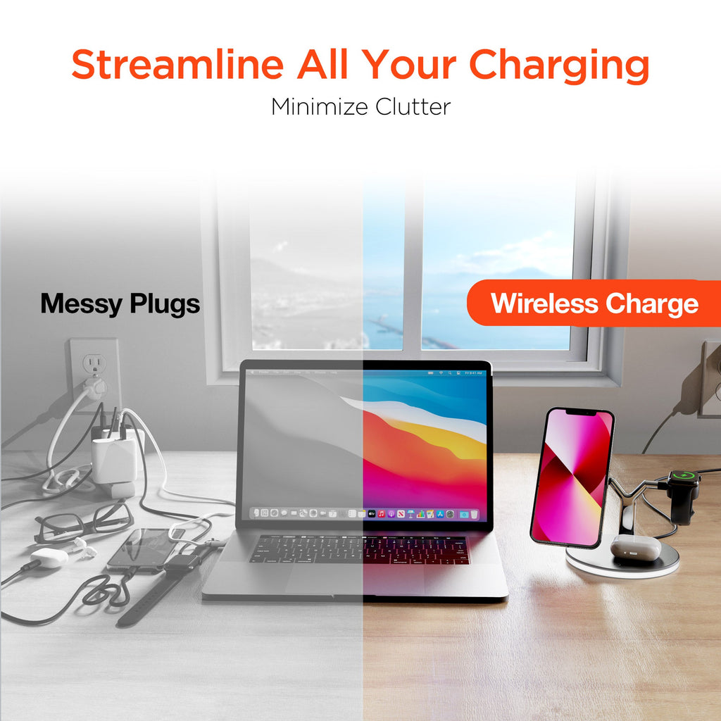 HyperGear MaxCharge 3-in-1 MagSafe Wireless Charging Stand for Phones Sky Iapetus