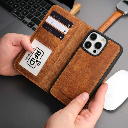 Casper iPhone 16 Pro Max Wallet Case Leather MagSafe Chocolate Crius
