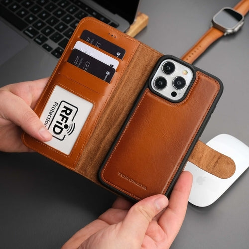 Casper iPhone 16 Pro Max Wallet Case Leather MagSafe Chocolate Crius