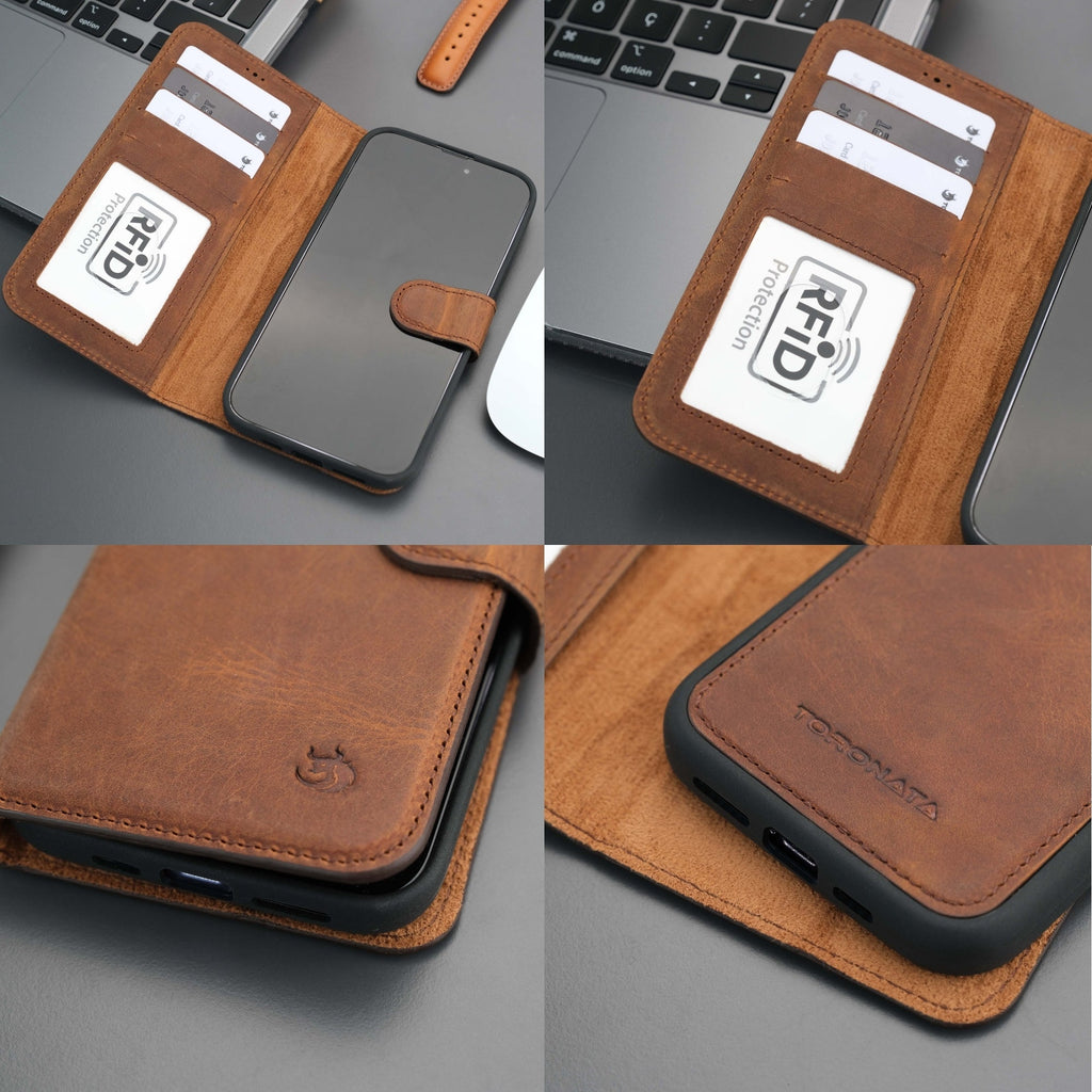 Casper iPhone 16 Pro Max Wallet Case Leather MagSafe Chocolate Crius