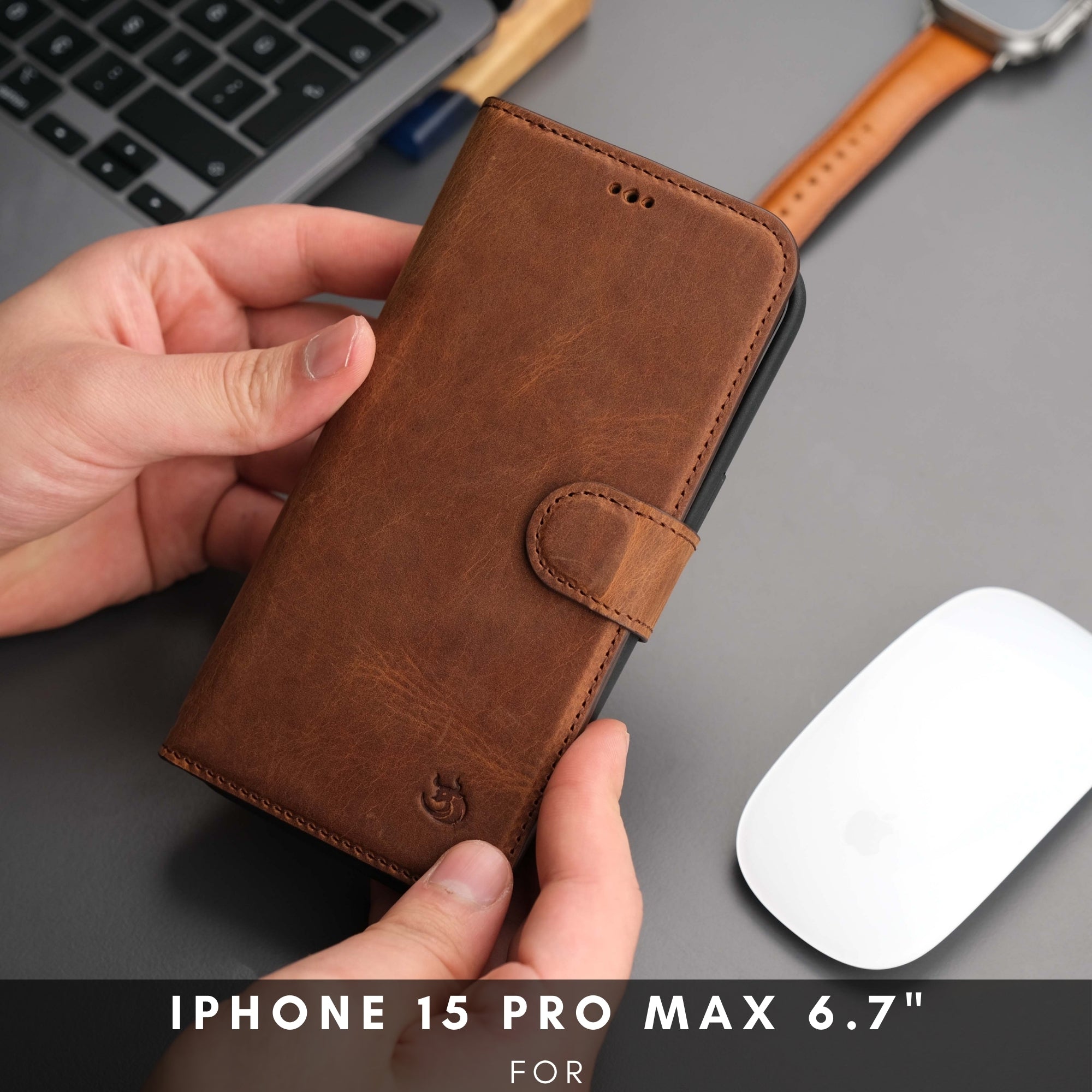 Casper iPhone 16 Pro Max Wallet Case Leather MagSafe Chocolate Crius