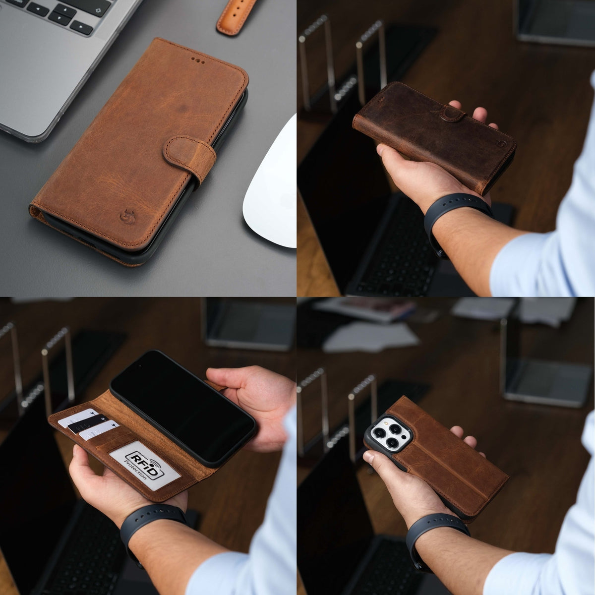 Casper iPhone 16 Pro Max Wallet Case Leather MagSafe Chocolate Crius