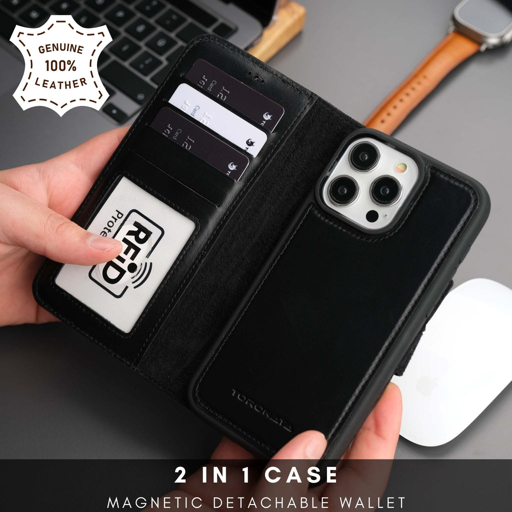 Casper iPhone 16 Pro Max Wallet Case Leather MagSafe Chocolate Crius
