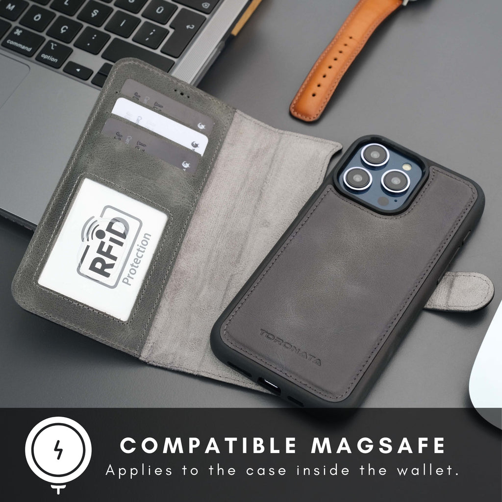 Casper iPhone 16 Pro Max Wallet Case Leather MagSafe Chocolate Crius