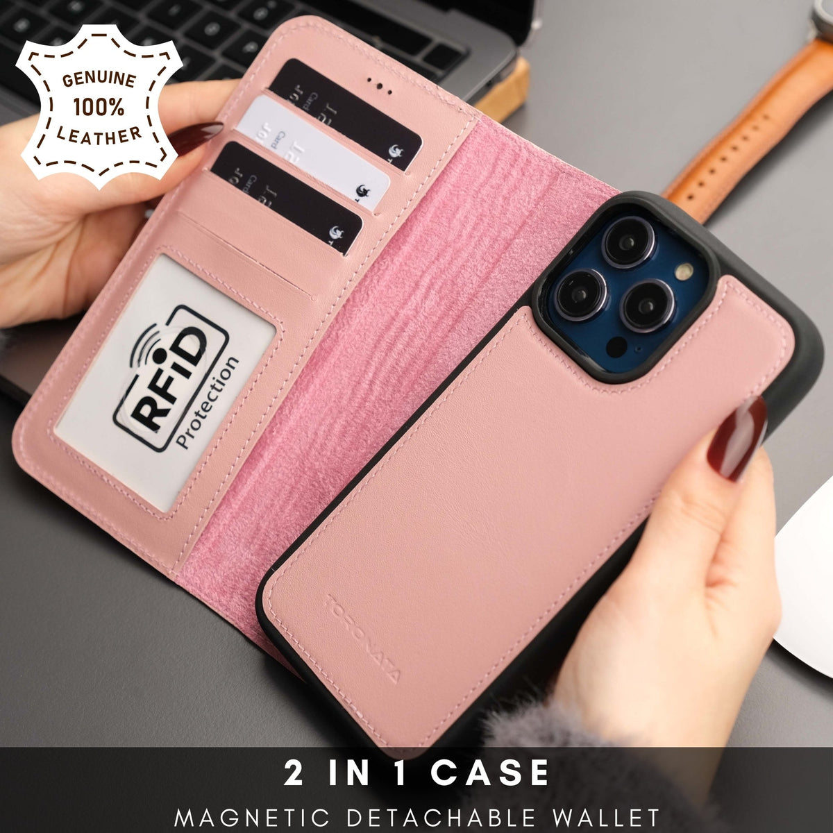 Casper iPhone 16 Pro Max Wallet Case Leather MagSafe Chocolate Crius