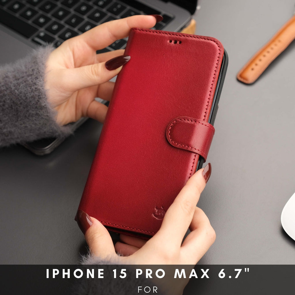 Casper iPhone 16 Pro Max Wallet Case Leather MagSafe Chocolate Crius