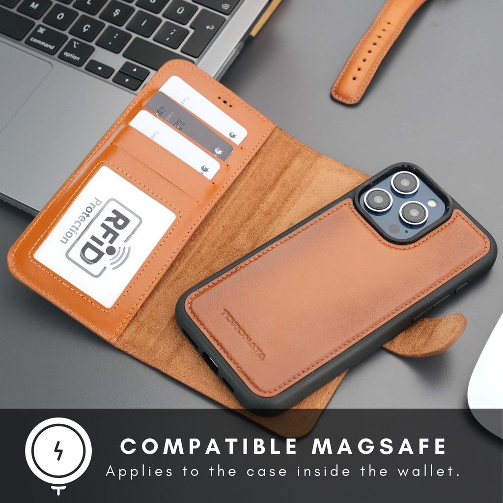 Casper iPhone 16 Pro Max Wallet Case Leather MagSafe Chocolate Crius