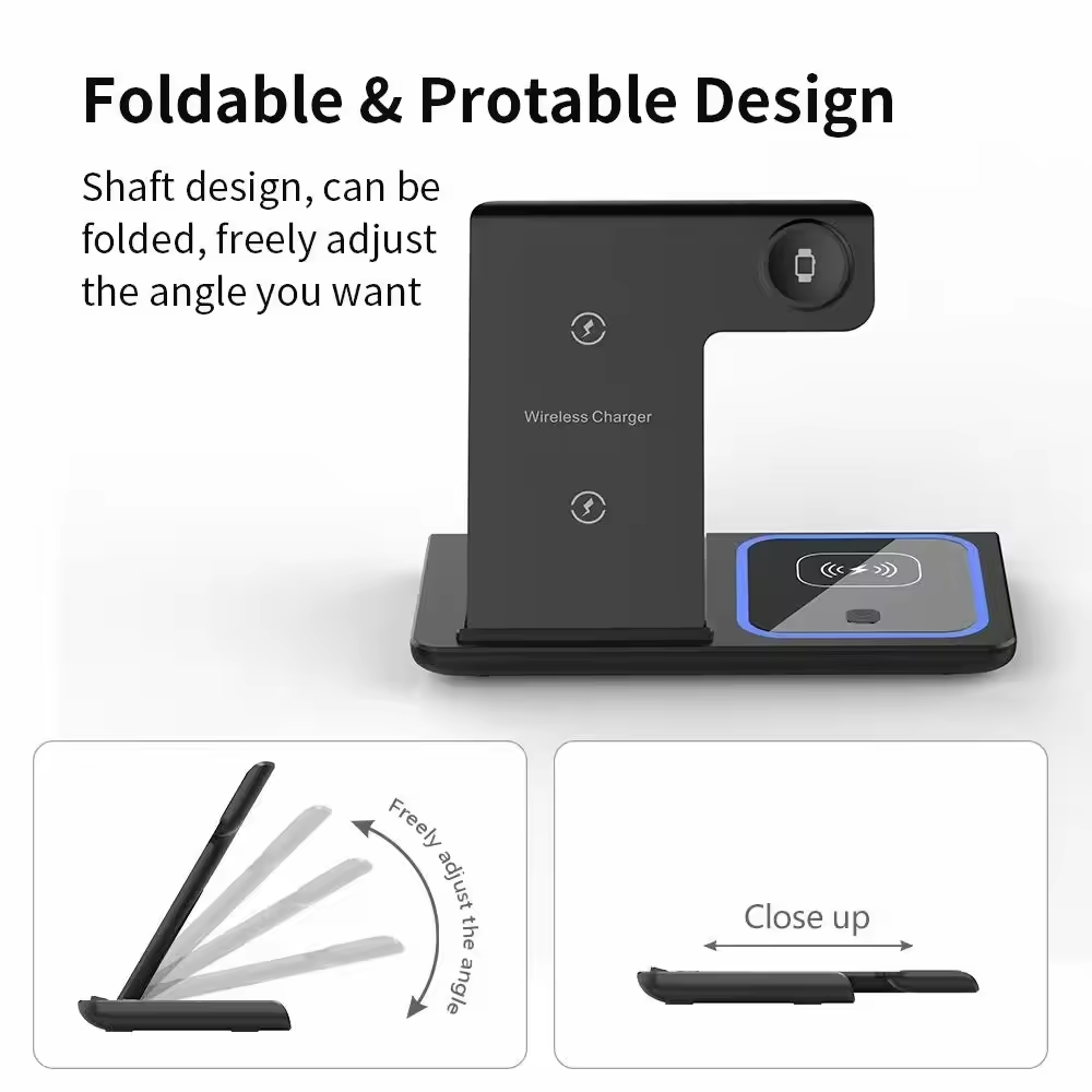 Foldable 3 In 1 Fast 15w QI Wireless Charging Station Lilac Milo