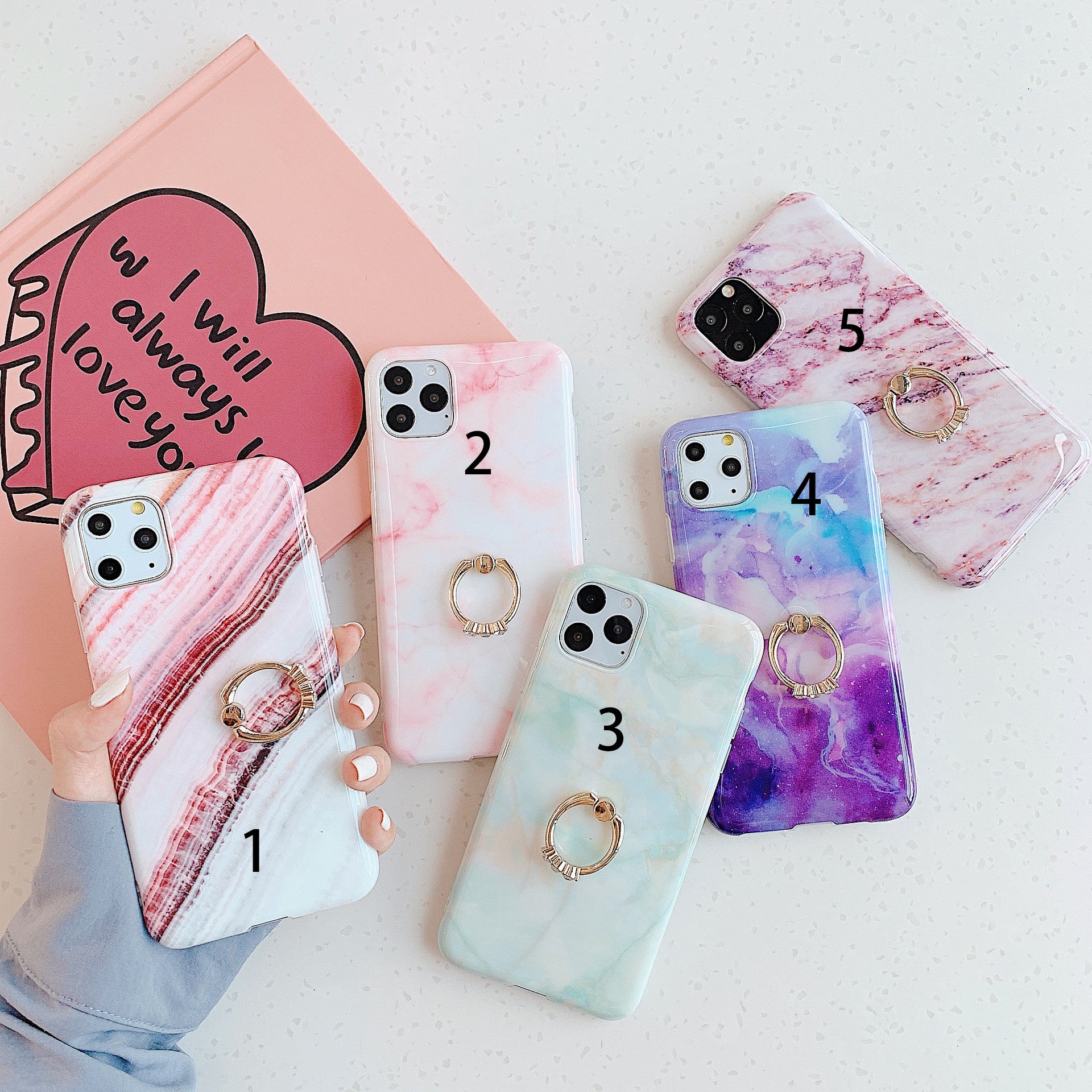 Marble iPhone Case Fuchsia Molly