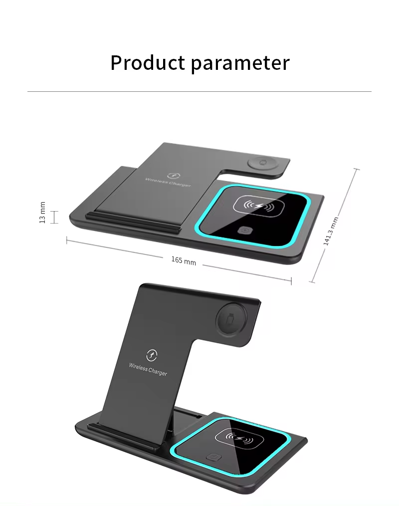 Foldable 3 In 1 Fast 15w QI Wireless Charging Station Lilac Milo