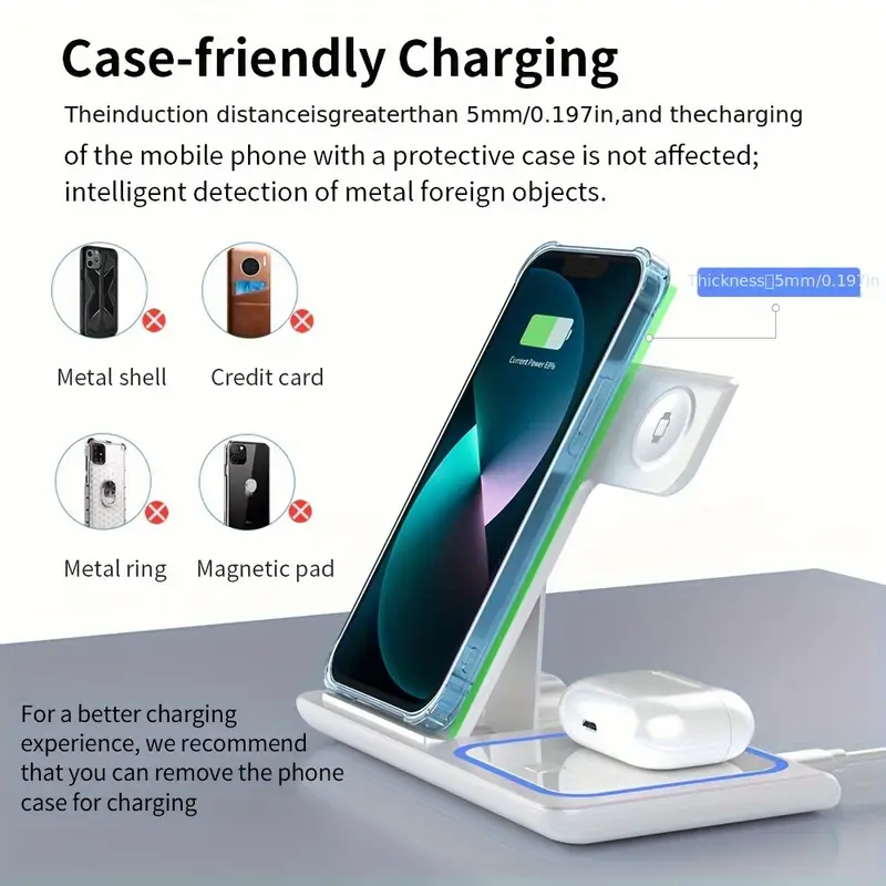 Foldable 3 In 1 Fast 15w QI Wireless Charging Station Lilac Milo